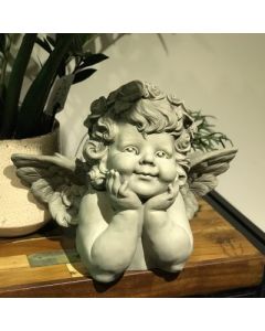 Rosenengel "Ela", betonfarben, Resin