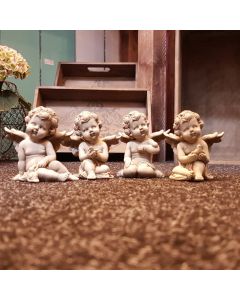 Engelquartett "Tierliebe", seidengrau matt, Resin