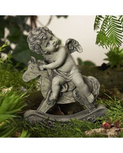 Engel "Alur", auf Schaukelpferd, Resin