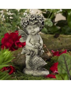 Elfe "Lalula", stehend, mit Gans, Resin