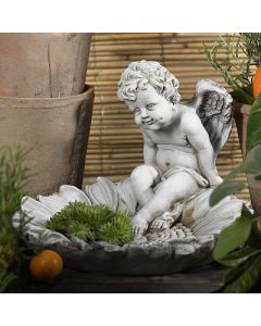 Vogeltränke "Margeritte", seidengrau matt, Resin