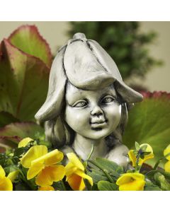 Blumenkind "Glockenblume", betonfarben, Resin