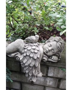 Engel "AZUR", liegend mit Vogel zum Stecken