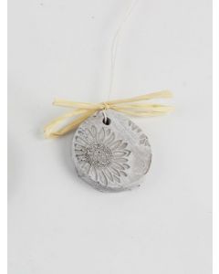 Medaillon "Sonnenblume", klein, grau, Zementguss