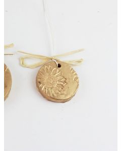 Medaillon "Sonnenblume", klein, gold, Zementguss