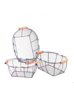 Gitterkorb Ornella, oval, 3er Set, Eisen braun
