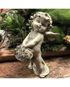 Rosenengel "Lea", betonfarben, Resin