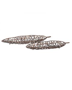 Metallschalen "Blatt", 2er-Set, oval